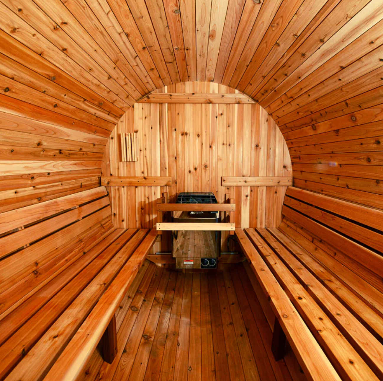 Almost Heaven Salem 2 person Barrel Sauna - sauna interior