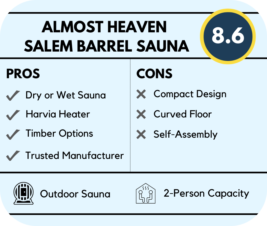 almost heaven salem barrell sauna feature overview and overall score