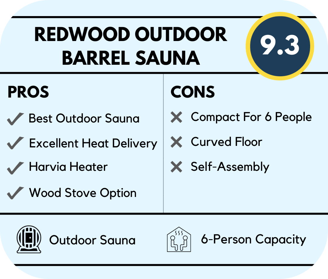 redwood outdoor barrell sauna feature overview and overall score