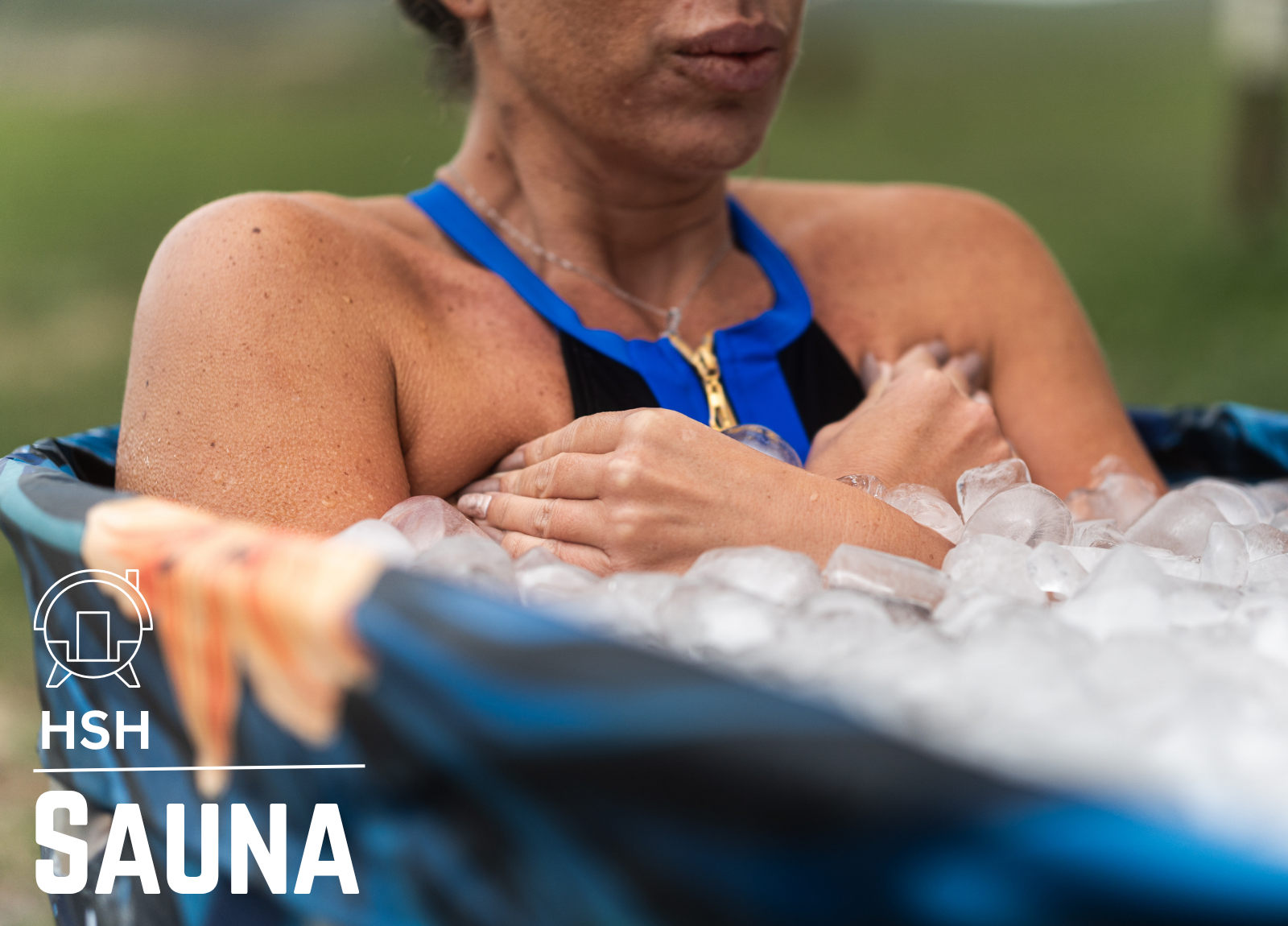 woman in a cold water ice bath